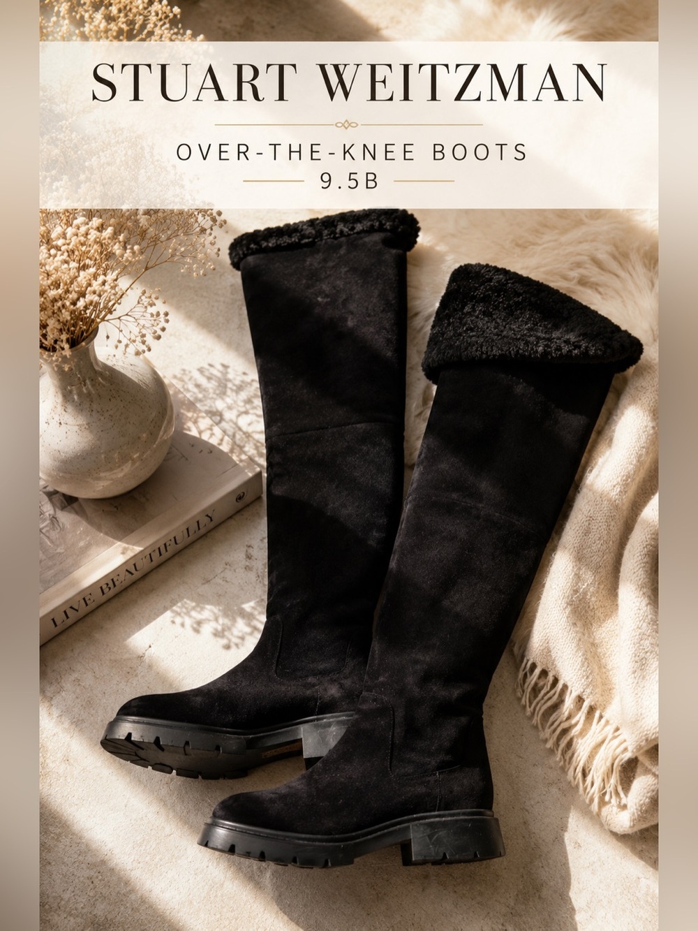Stuart Weitzman Black Suede Over-the-Knee Boots Size 9.5B